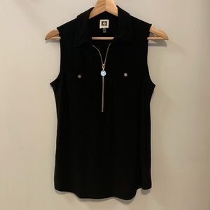 Black sleeveless blouse